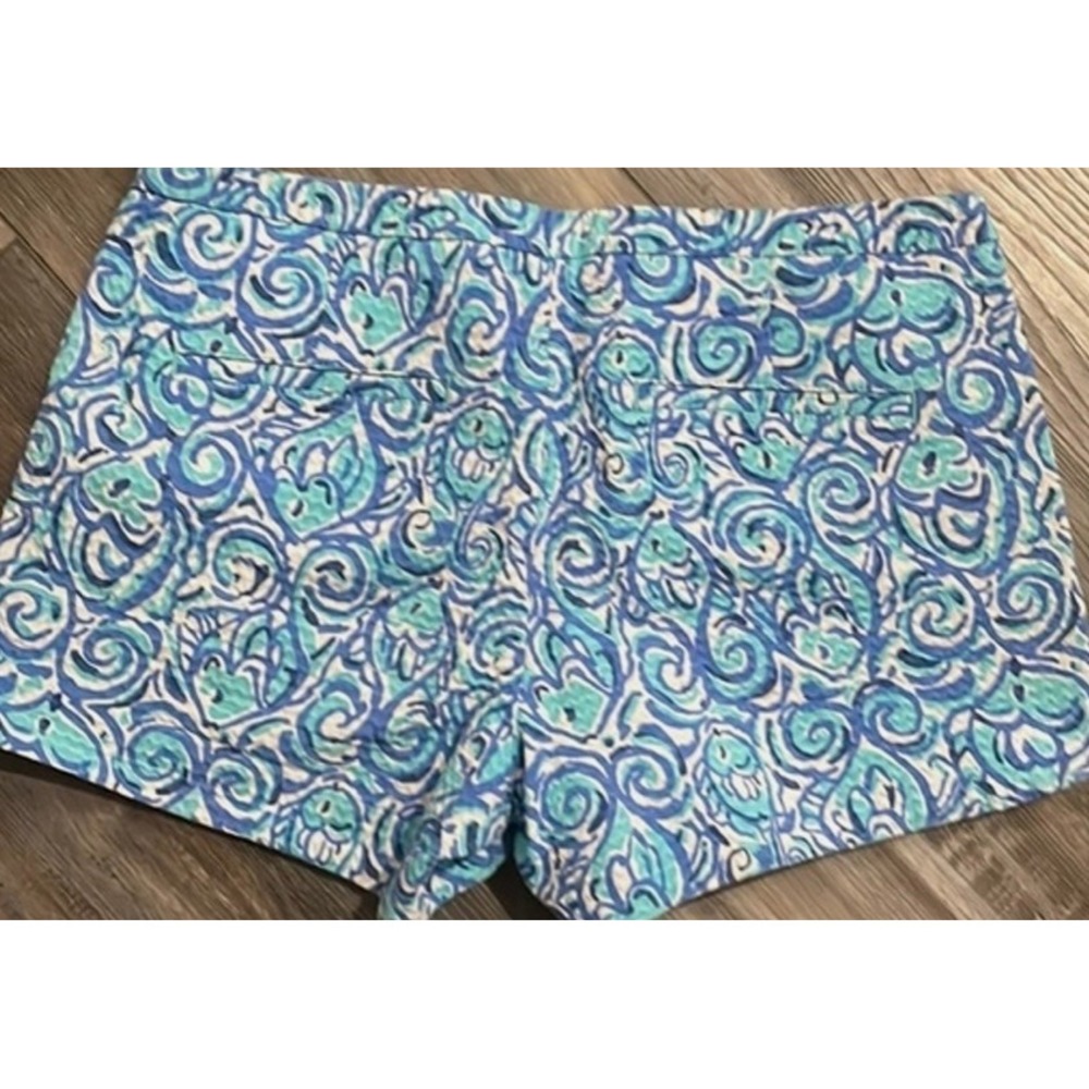 Lilly Pulitzer Addie Shorts Blue Swirl Print Cotton Casual Everyday Size 00